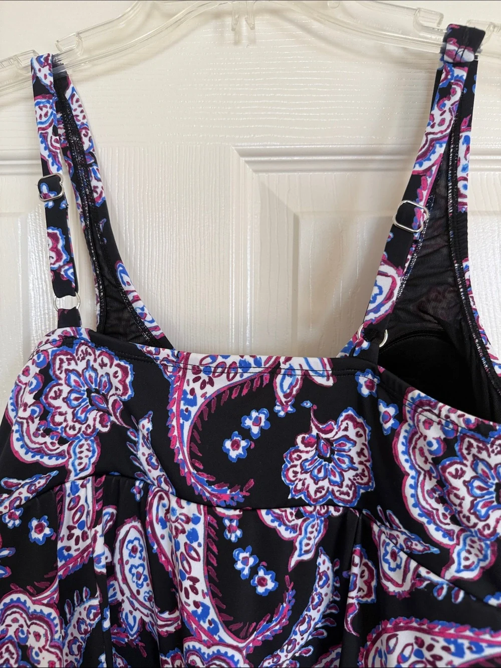 New! Swim Solutions Women's Black Paisley-Print Tummy-Control Swim Dress 12,14 - Picture 11 of 12